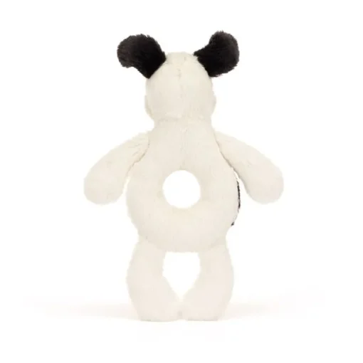 Baby Jellycat Bashful Hund, Sort/Creme Rangle