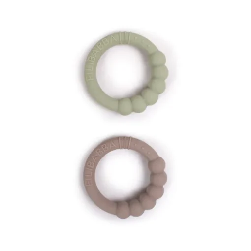 Filibabba 2Pk Silikone Bidering, Grey/Green