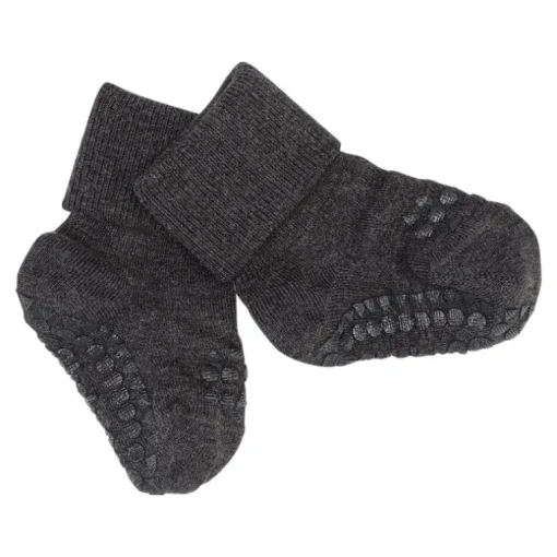 Gobabygo Bambus Non-Slip Sokker 6-12Mdr. - Dark Grey Melange