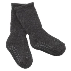 Gobabygo Bomuld Non-Slip Sokker 6-12Mdr. - Dark Grey Melange