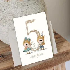 Mouse & Pen A6 Kort Tillykke Talkort - 5 Ar