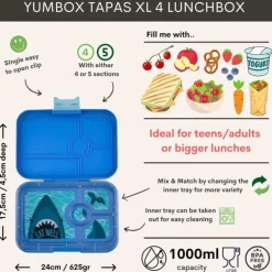 Yumbox Tapas 4 Rum, Blue/Race Car