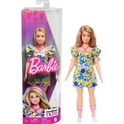 Barbie Alle Dukker*Fashionista Doll Yellow Blue Floral (Ds)