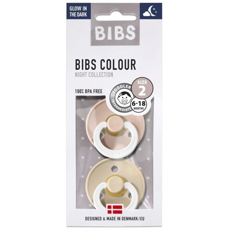 BIBS Sutter & Suttesnore*2Pk Colour Glow Latex Str. 2, Blush/Vanilla Night