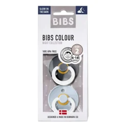 BIBS Sutter & Suttesnore*2Pk Colour Glow Latex Str. 2, Iron/Baby Blue Night