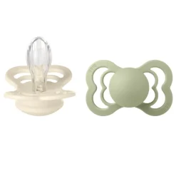 BIBS Sutter & Suttesnore*2Pk Supreme Silikone Str.2, Ivory/Sage