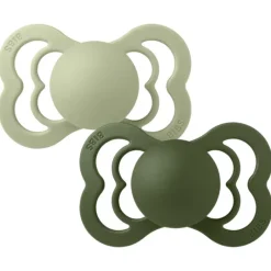 BIBS Sutter & Suttesnore*2Pk Supreme Silikone Str.1, Sage/Hunter Green