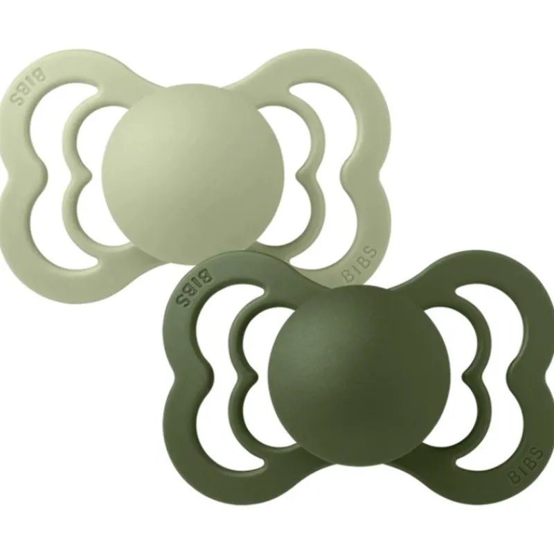 BIBS Sutter & Suttesnore*2Pk Supreme Silikone Str.1, Sage/Hunter Green