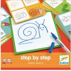 Djeco Tegn & Mal*Laerespil Trin For Trin Dyrevenner