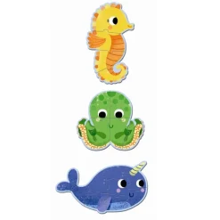 Djeco Puslespil*Primo Puslespil Havets Dyr 4, 6, 9 Brikker