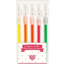 Djeco Tegn & Mal*5Stk Fluorescent Voks Farveblyanter