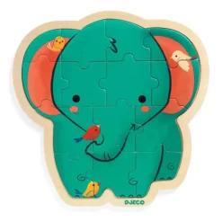 Djeco Puslespil*Traepuslespil, Elefant 14 Brikker