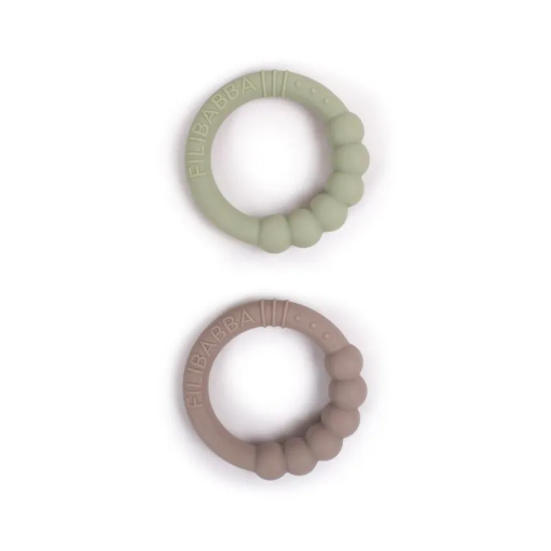 Filibabba Rangler & Bideringe*2Pk Silikone Bidering, Grey/Green