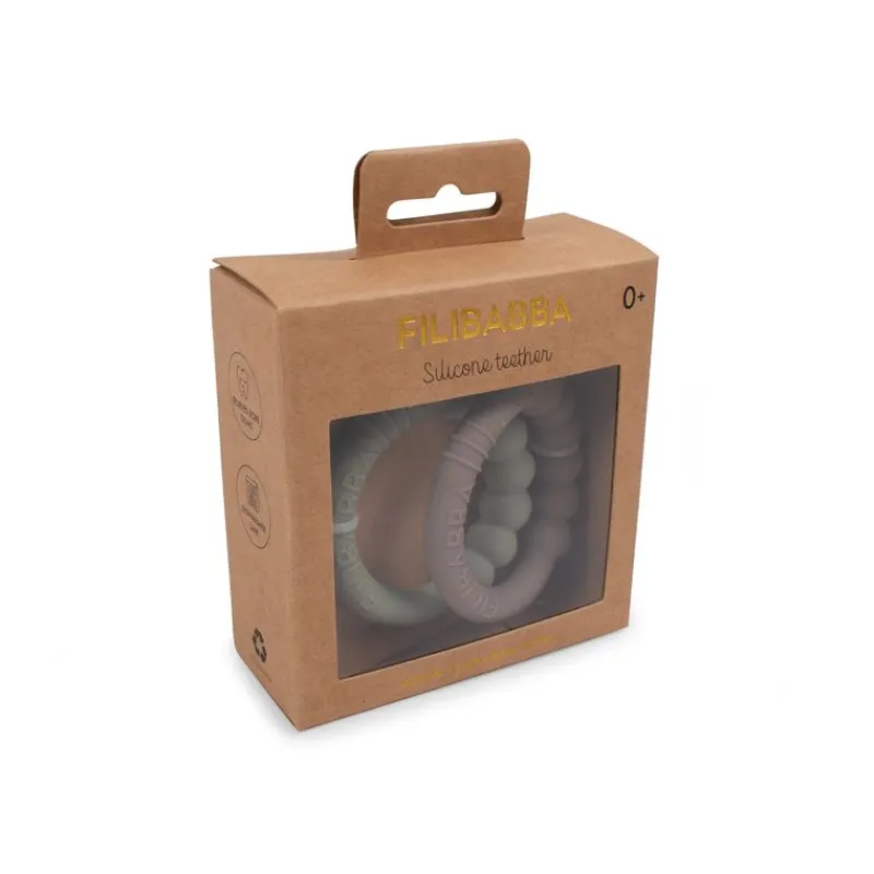 Filibabba Rangler & Bideringe*2Pk Silikone Bidering, Grey/Green