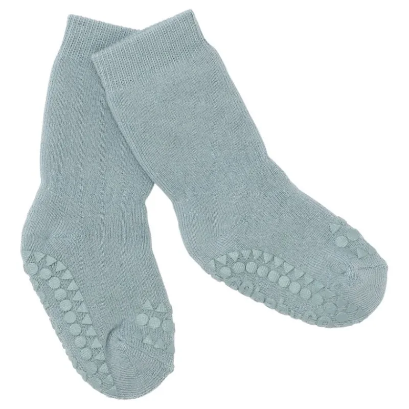 GoBabyGo Kravletid*Bomuld Non-Slip Sokker 6-12Mdr. - Dusty Blue