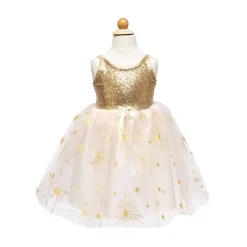 Great Pretenders Udklædning & Tilbehør*Guld Glam Party Kjole, Str. 3-4Y