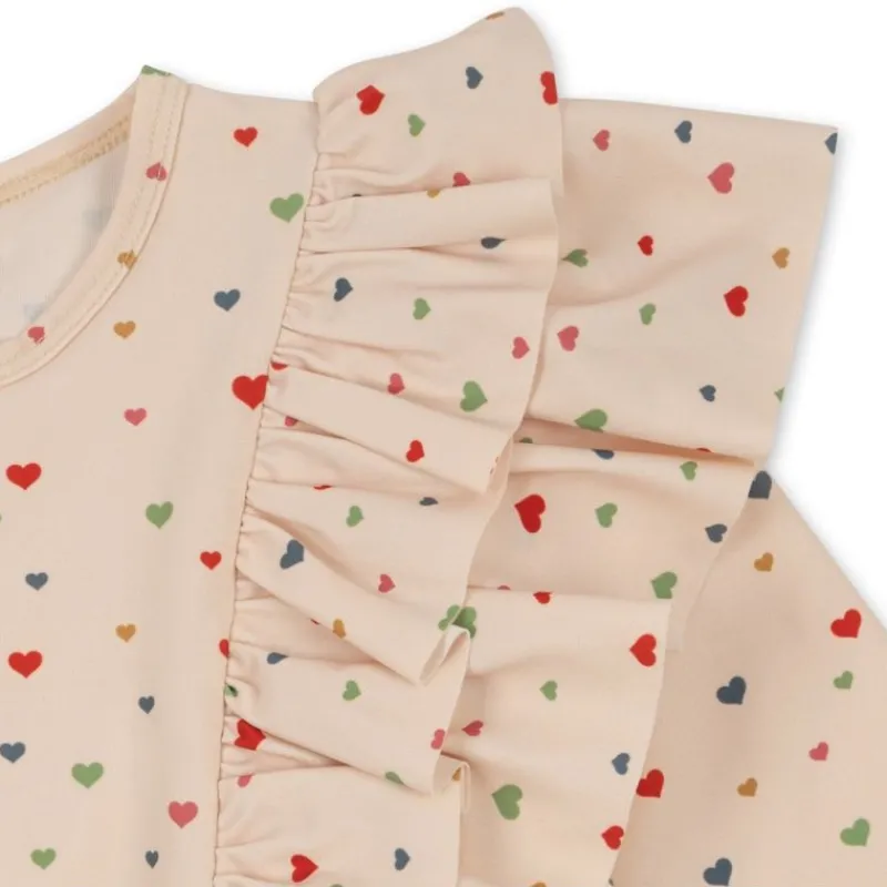Konges Sløjd Badetøj*Konges Slojd Manuca Frill Onesie Str.4 Ar, Multi Hearts