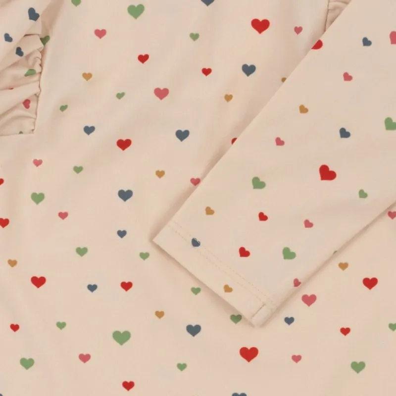 Konges Sløjd Badetøj*Konges Slojd Manuca Frill Onesie Str.4 Ar, Multi Hearts