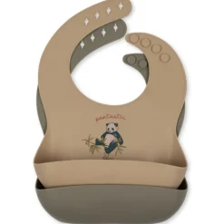 Konges sløjd Spisesmække*Konges Slojd 2Pk Silikone Hagesmaekke, Panda