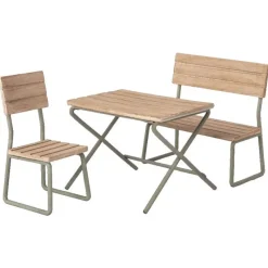Maileg Dukkemøbler & Tilbehør*Havesaet Bord M. Stol Og Baenk 11-1113-00
