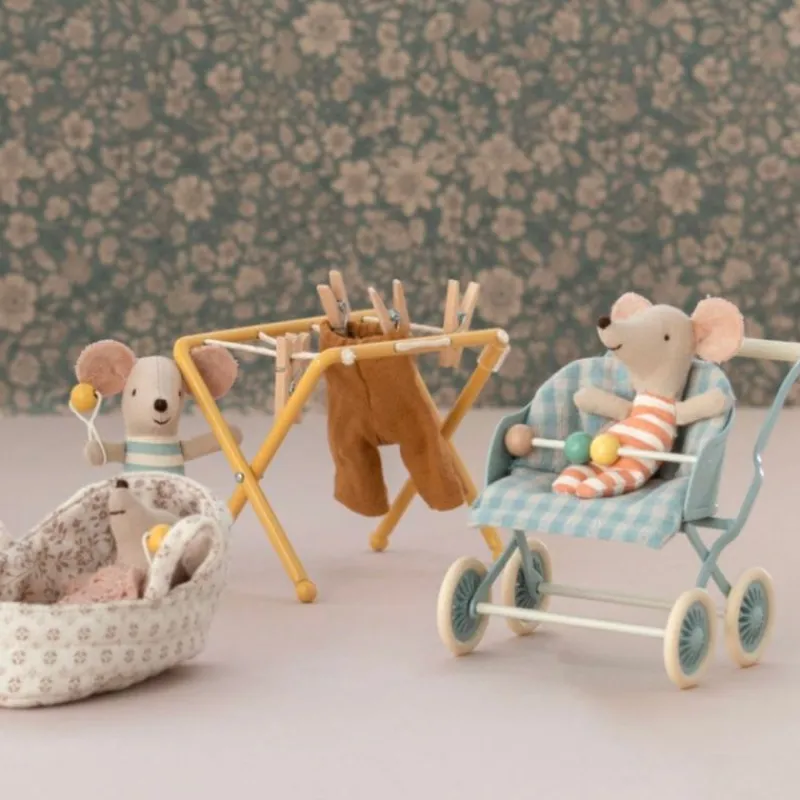 Maileg Dukkemøbler & Tilbehør*Klapvogn, Baby Mus - Mint