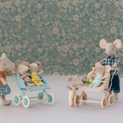 Maileg Dukkemøbler & Tilbehør*Klapvogn, Baby Mus - Mint
