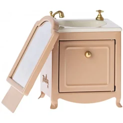 Maileg Dukkemøbler & Tilbehør*Kommode Med Vask Og Spejl, Mus/Mork Pudder