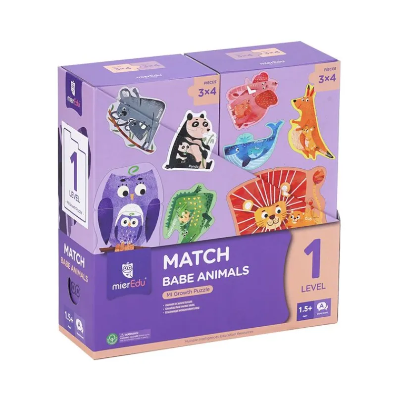 mierEdu Magneter*Puslespil 8X3 Brk - Dyreunge Med Foraelder