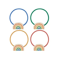 Mimi & Lula Hårelastikker*4 Hårelastikker Med Regnbuer, Natural Rainbow