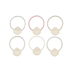 Mimi & Lula Hårelastikker*- 6 Hårelastikker Med Muslingeskal - Metallic