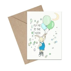 Mouse & Pen Kort*A6 Kort Fly Me To The Moon Bla
