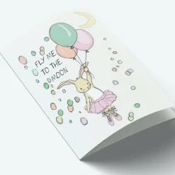 Mouse & Pen Kort*A7 Kort Fly Me To The Moon Lyserod