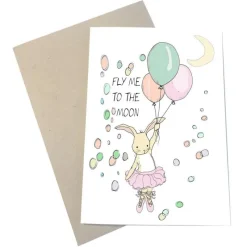 Mouse & Pen Kort*A6 Kort Fly Me To The Moon Lyserod