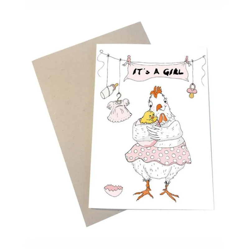 Mouse & Pen Kort*A6 Kort Tillykke Med Den Lille Ny Lyserod