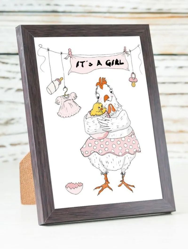 Mouse & Pen Kort*A6 Kort Tillykke Med Den Lille Ny Lyserod