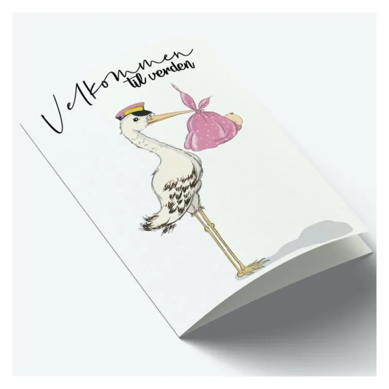 Mouse & Pen Kort*A7 Kort Velkommen Til Verden Lyserod