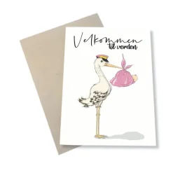 Mouse & Pen Kort*A6 Kort Velkommen Til Verden Pink