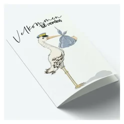 Mouse & Pen Gavepapir Og Bånd*A7 Kort Velkommen Til Verden Bla