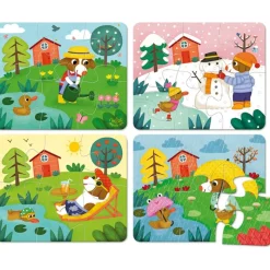 Vilac Puslespil*Puslespil | 4 Stk. I Bondega Rdstema Shop Nu | All About Kids