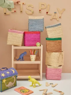 RICE Opbevaring*Raffia Opbevaringskurv - Bla/Natur