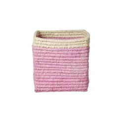 RICE Opbevaring*Raffia Opbevaringskurv - Lyserod/Natur