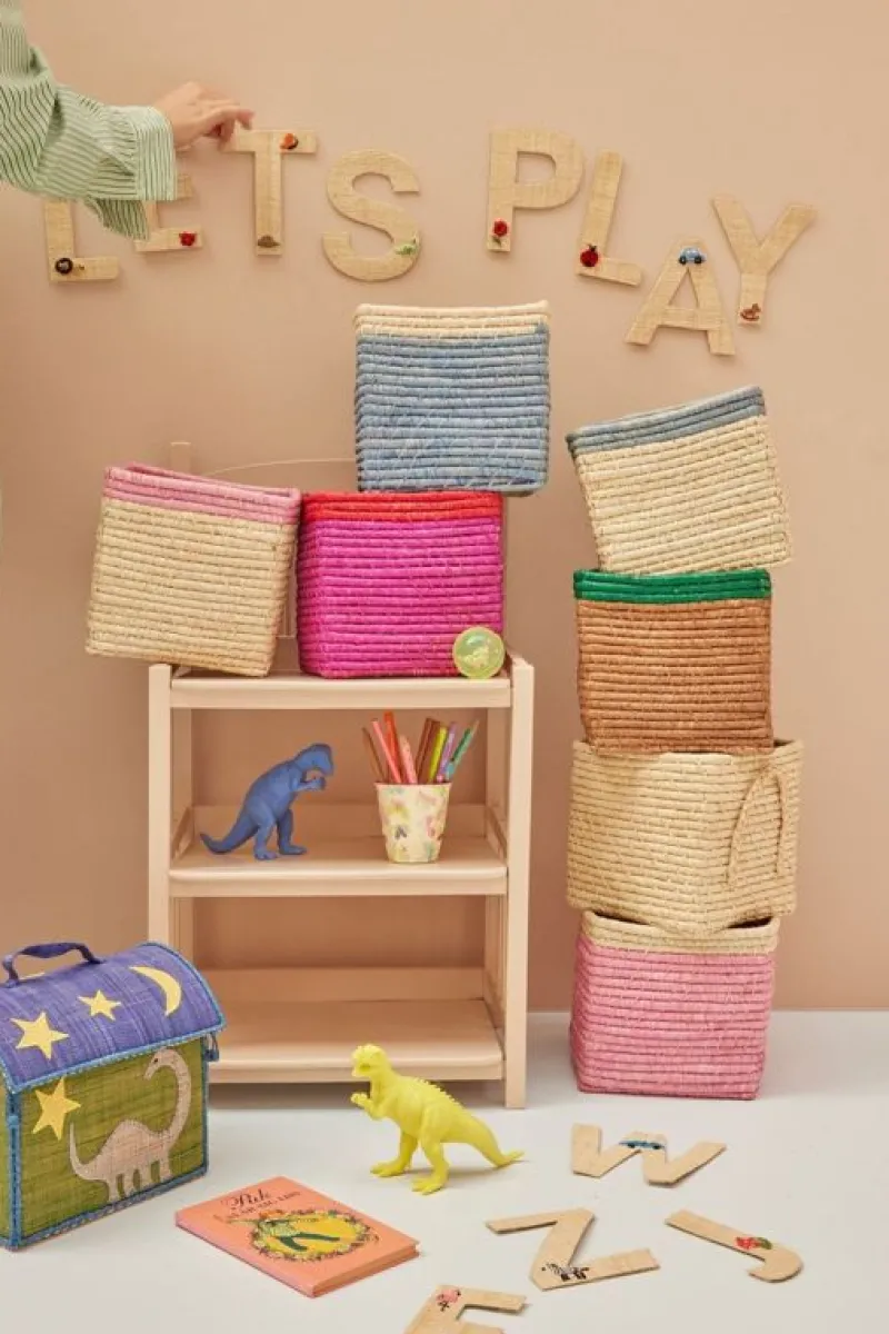 RICE Opbevaring*Raffia Opbevaringskurv - Nature/Bla