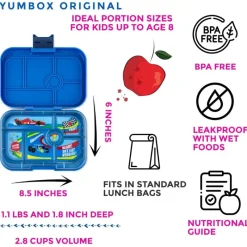 Yumbox Madpakken*Original 6 Rum, Blue/Race Cars