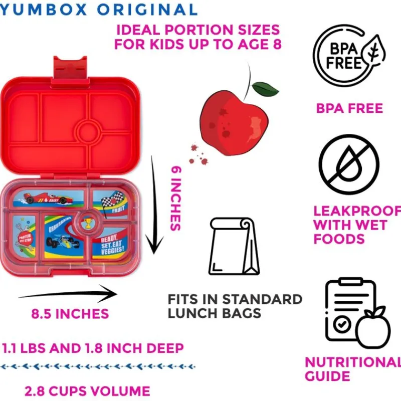 Yumbox Madpakken*Original 6 Rum, Red/Race
