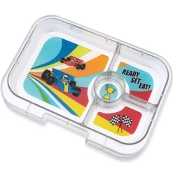 Yumbox Madpakken*Panino 4 Rum, Blue/Race Cars