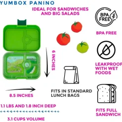 Yumbox Madpakken*Panino 4 Rum, Green/Bike Race
