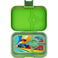 Yumbox Madpakken*Panino 4 Rum, Green/Race Cars