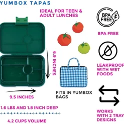 Yumbox Madpakken*Tapas 5 Rum, Green/Clear