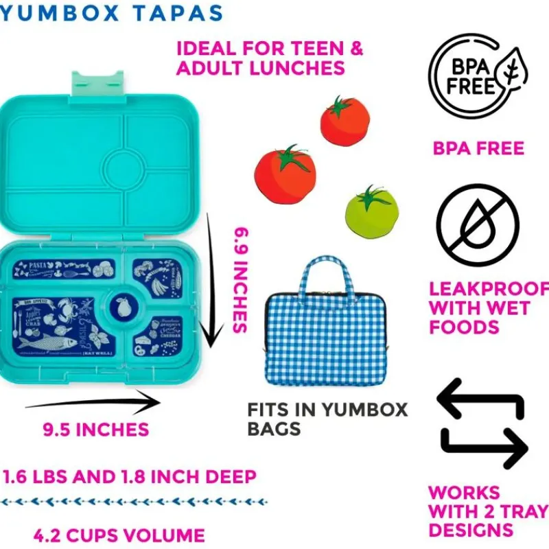 Yumbox Madpakken*Tapas 4 Rum, True Blue/Shark